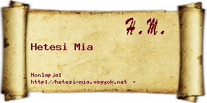 Hetesi Mia névjegykártya